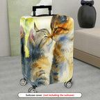 1-Piece Abstract Watercolor Cat Couple Animal Art  Suitcase Luggage Cover, Stretch Protective Sleeve