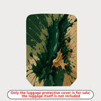 1-Piece Abstract Splatter Green Brown Artistic Dynamic  Suitcase Luggage Cover, Stretch Protective Sleeve