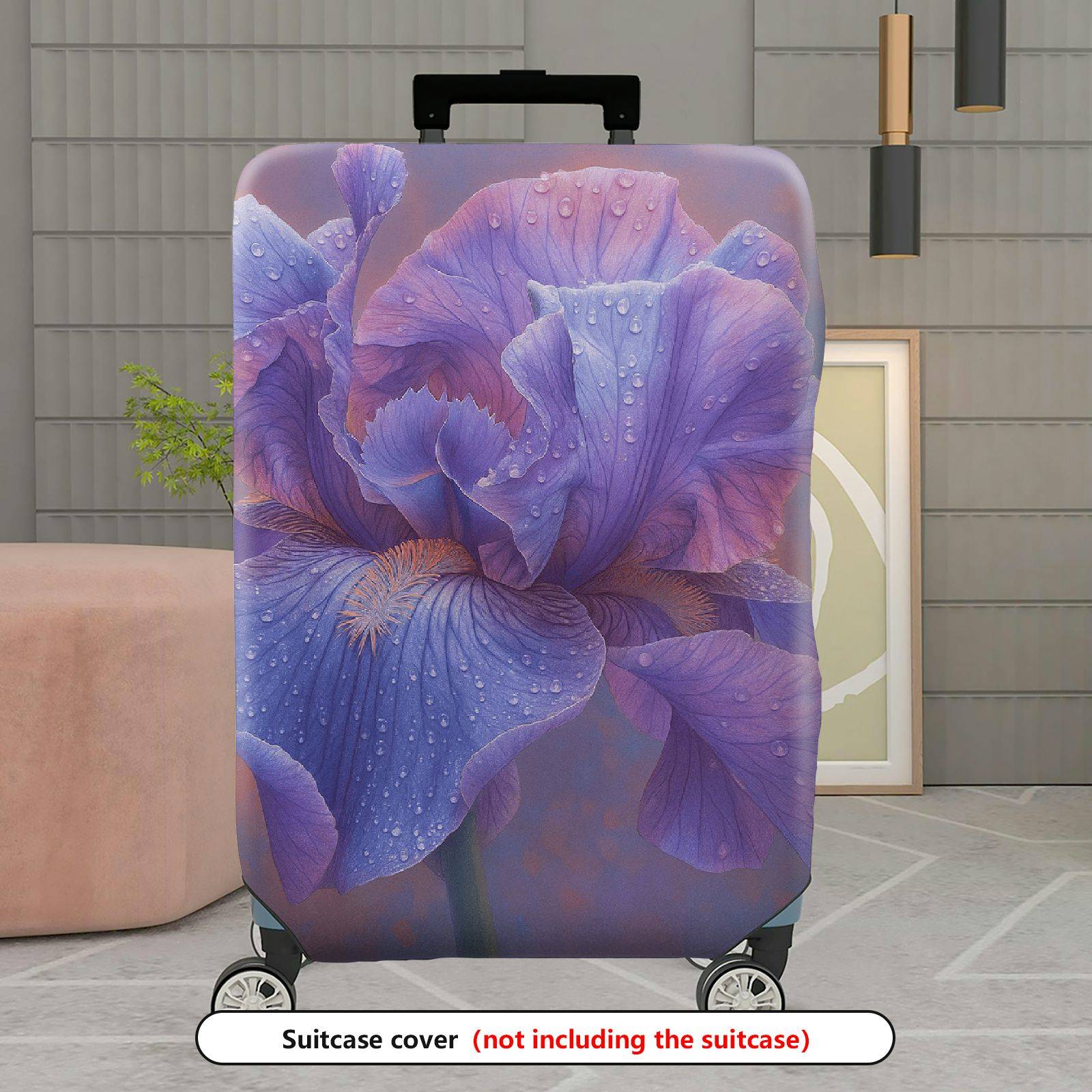 1-Piece Purple Floral Watercolor Artistic Vibrant Elegance  Suitcase Luggage Cover, Stretch Protective Sleeve