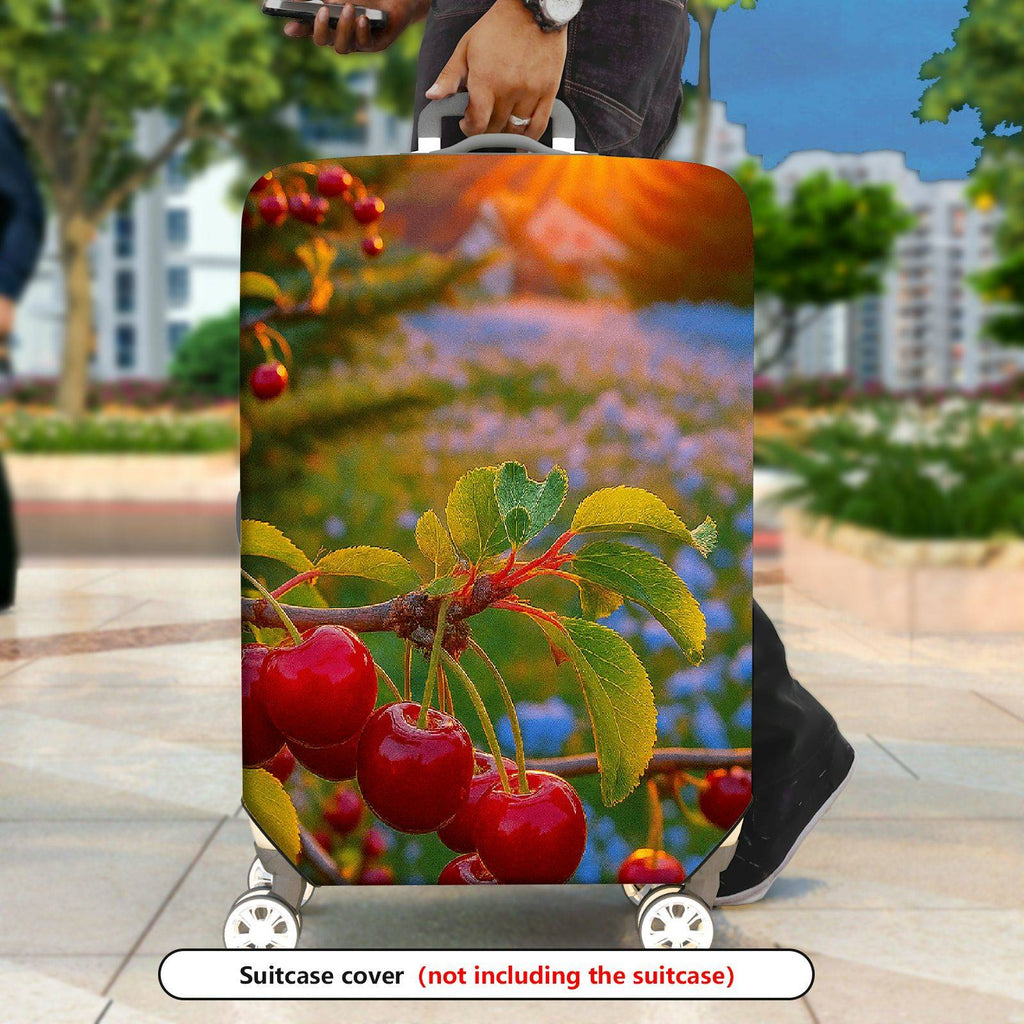1-Piece Cherry Sunset Nature Landscape Travel Scenic  Suitcase Luggage Cover, Stretch Protective Sleeve