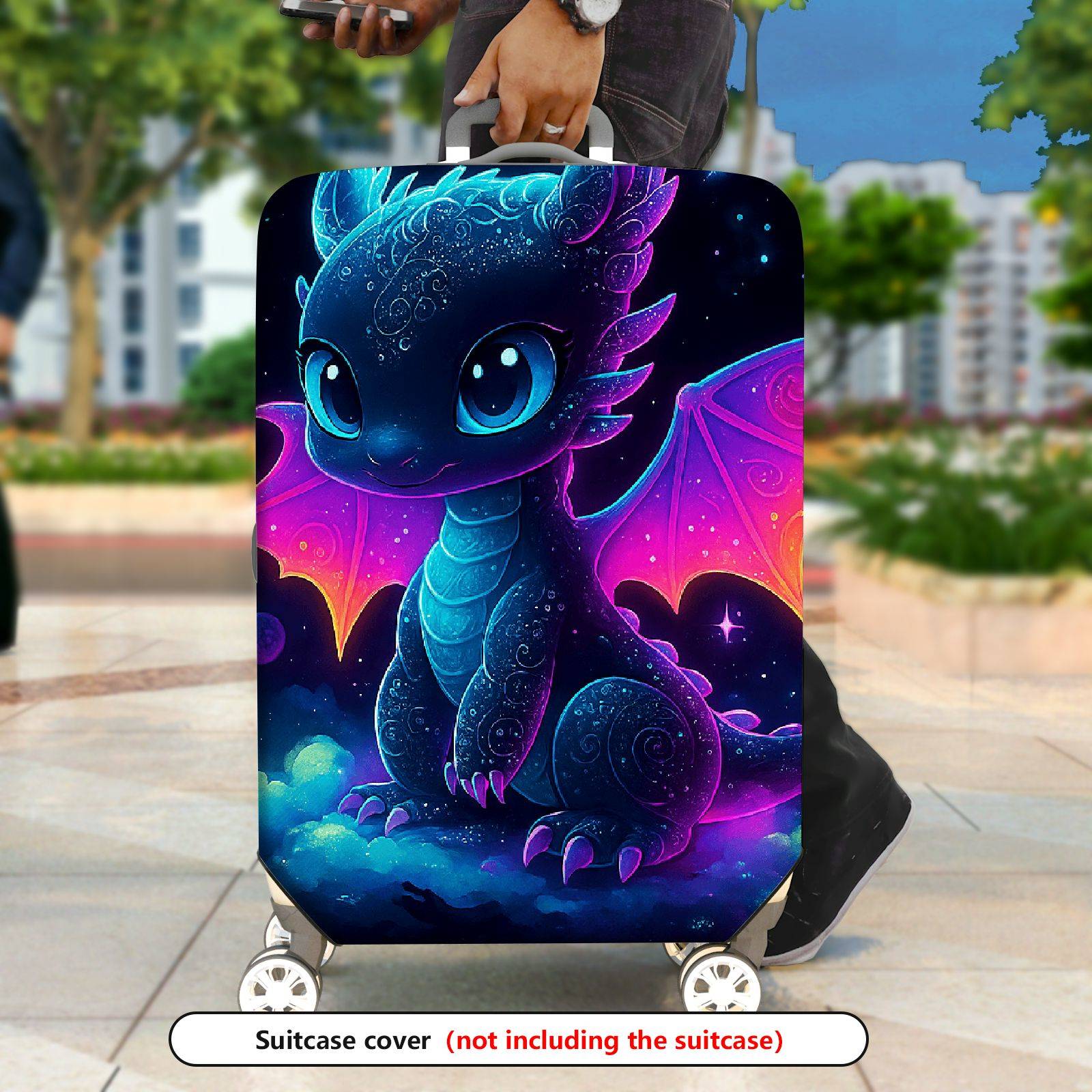 1-Piece Fantasy Dragon  Galaxy Cosmic Starry Space  Suitcase Luggage Cover, Stretch Protective Sleeve