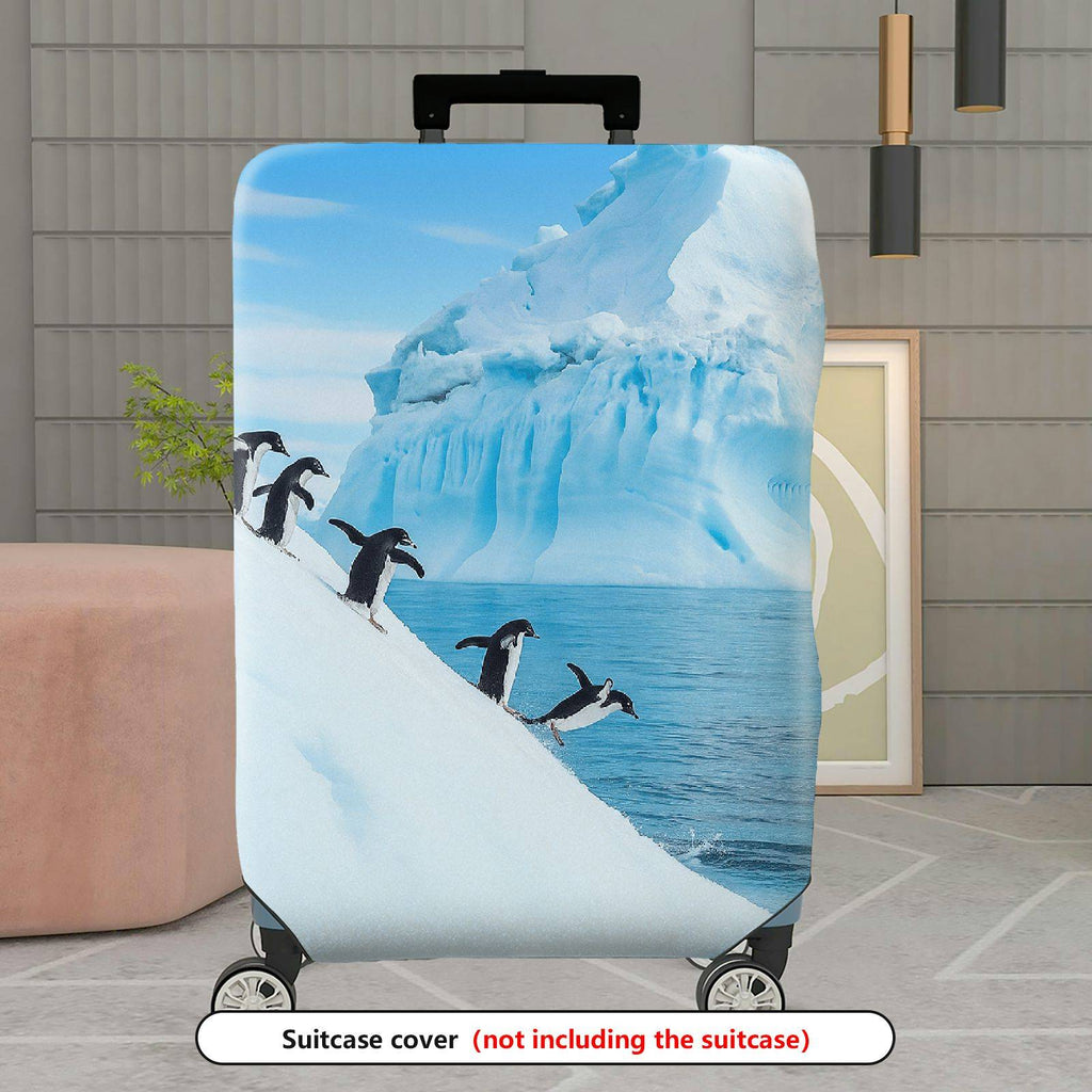 1-Piece Penguin Iceberg Ocean Winter Landscape Nature  Suitcase Luggage Cover, Stretch Protective Sleeve