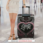 1-Piece Angel Heart Gothic Love Stylish  Suitcase Luggage Cover, Stretch Protective Sleeve