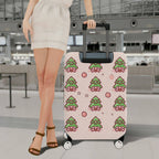 1-Piece Christmas Tree Pink Bow Cute Festive Holiday  Suitcase Luggage Cover, Stretch Protective Sleeve