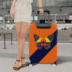 1-Piece Orange Abstract Butterfly Pattern Travel Art Pixel Geometric  Suitcase Luggage Cover, Stretch Protective Sleeve