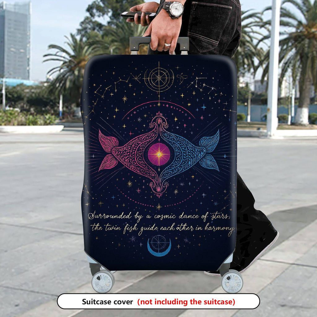 1-Piece Cosmic Zodiac Fish Starry Astrological Spiritual  Suitcase Luggage Cover, Stretch Protective Sleeve