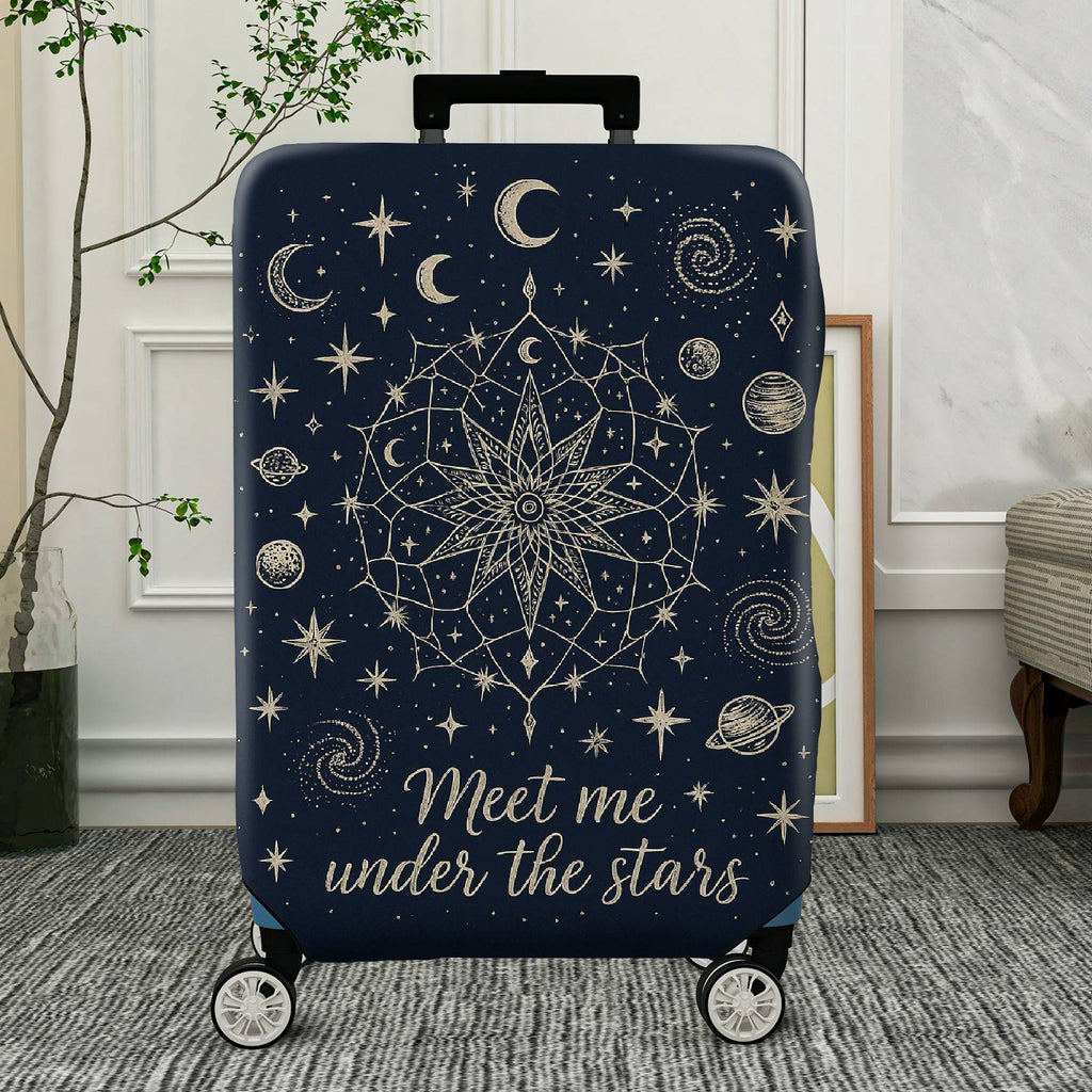 1-Piece Celestial Starry Night Moon Galaxy Cosmic  Suitcase Luggage Cover, Stretch Protective Sleeve