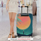 1-Piece Abstract Moon Night Glow Artistic  Suitcase Luggage Cover, Stretch Protective Sleeve