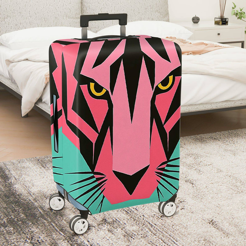 1-Piece Pink Green Tiger Modern Graphic Abstract Art Geometric  Suitcase Luggage Cover, Stretch Protective Sleeve