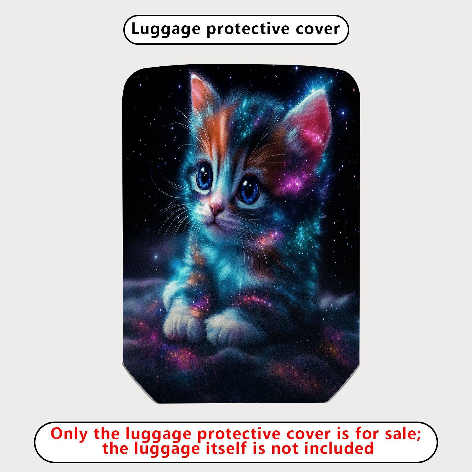 1-Piece Galaxy Cat Cosmic Space Kitten Starry Whiskers Nebula  Suitcase Luggage Cover, Stretch Protective Sleeve