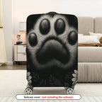 1-Piece Animal Paw Print Floral Black White  Suitcase Luggage Cover, Stretch Protective Sleeve