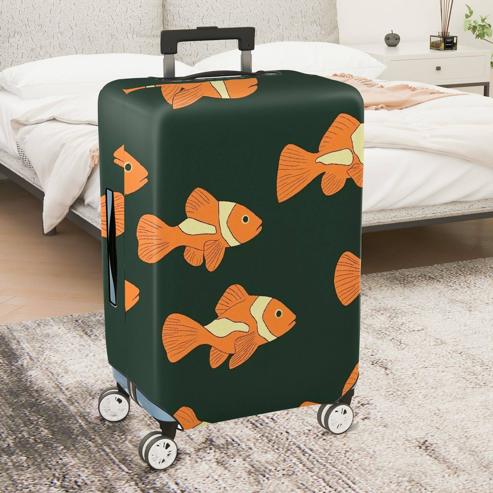 1-Piece Animal Fish Green Pattern  Suitcase Luggage Cover, Stretch Protective Sleeve
