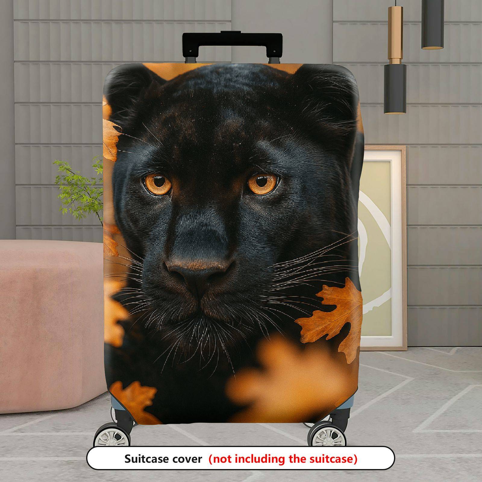 1-Piece Panther Leaves Autumn Nature Wildlife Artistic  Suitcase Luggage Cover, Stretch Protective Sleeve