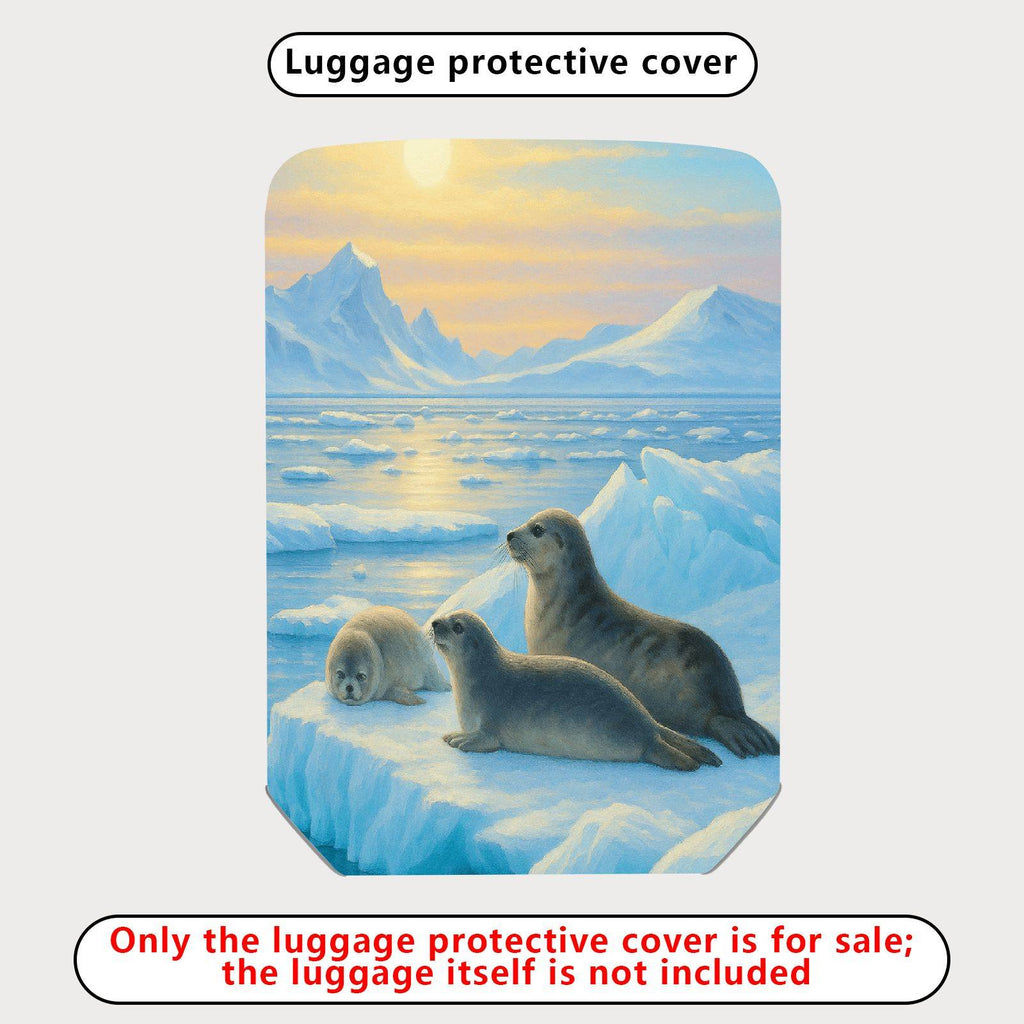 1-Piece Arctic Seal Pup Family Ice Ocean Sunrise  Suitcase Luggage Cover, Stretch Protective Sleeve