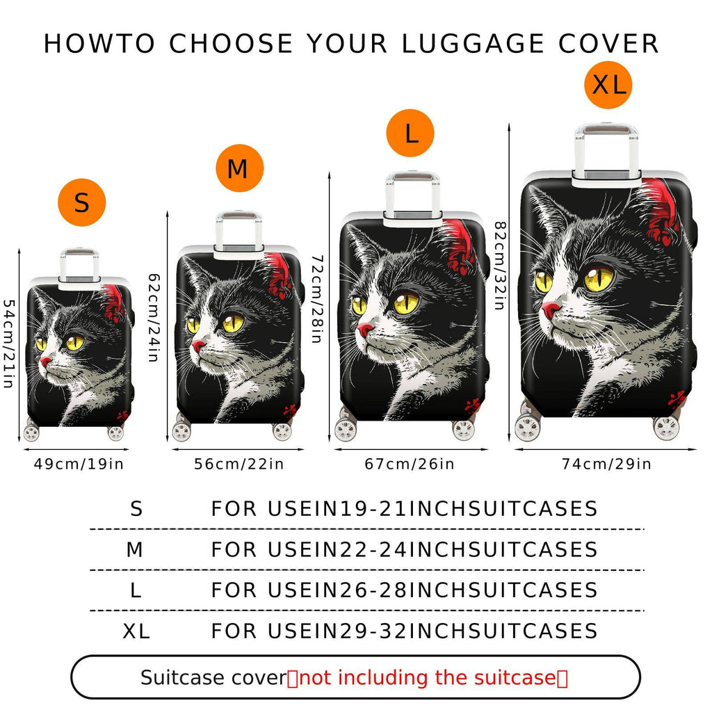 1-Piece Cat Graphic Artistic Stylish Unique Chic  Suitcase Luggage Cover, Stretch Protective Sleeve