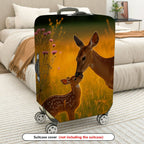 1-Piece Deer Nature Sunset Floral Animal Landscape  Suitcase Luggage Cover, Stretch Protective Sleeve