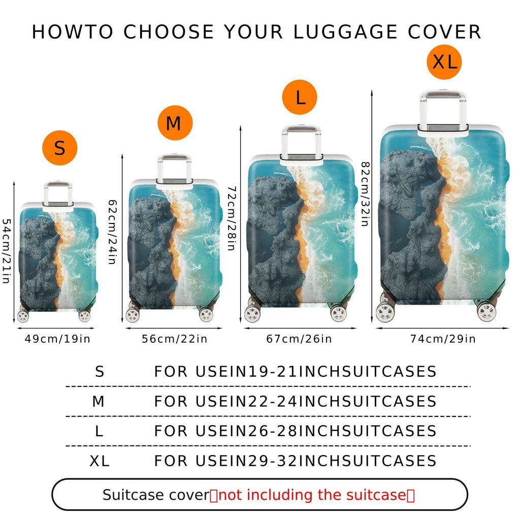 1-Piece Ocean Beach Wave Nature Landscape Scenery Aerial View  Suitcase Luggage Cover, Stretch Protective Sleeve