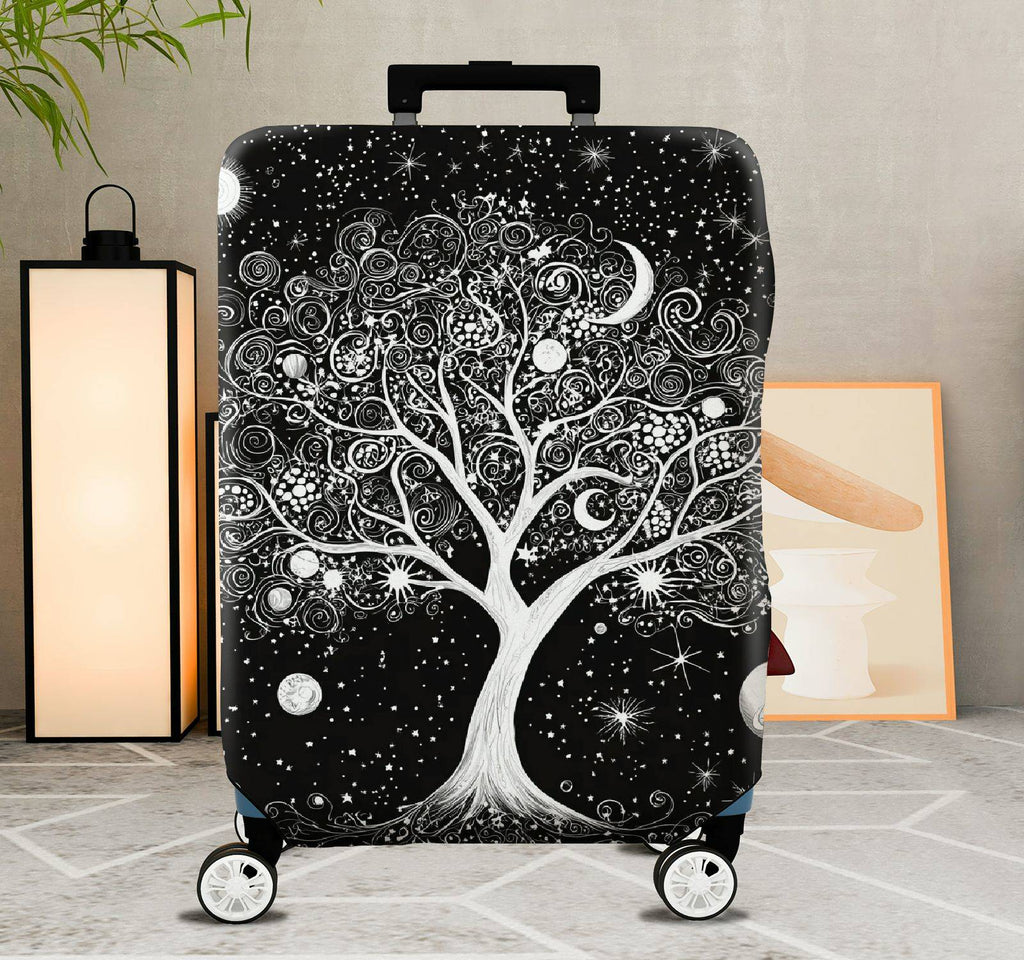 1-Piece Mystical Cosmic Tree Lunar Stars Planet  Suitcase Luggage Cover, Stretch Protective Sleeve