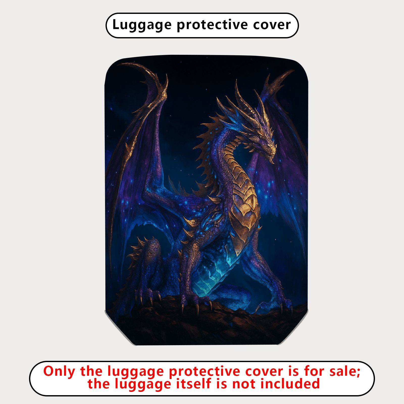 1-Piece Galaxy Dragon Fantasy Mythical Cosmic Starry  Suitcase Luggage Cover, Stretch Protective Sleeve