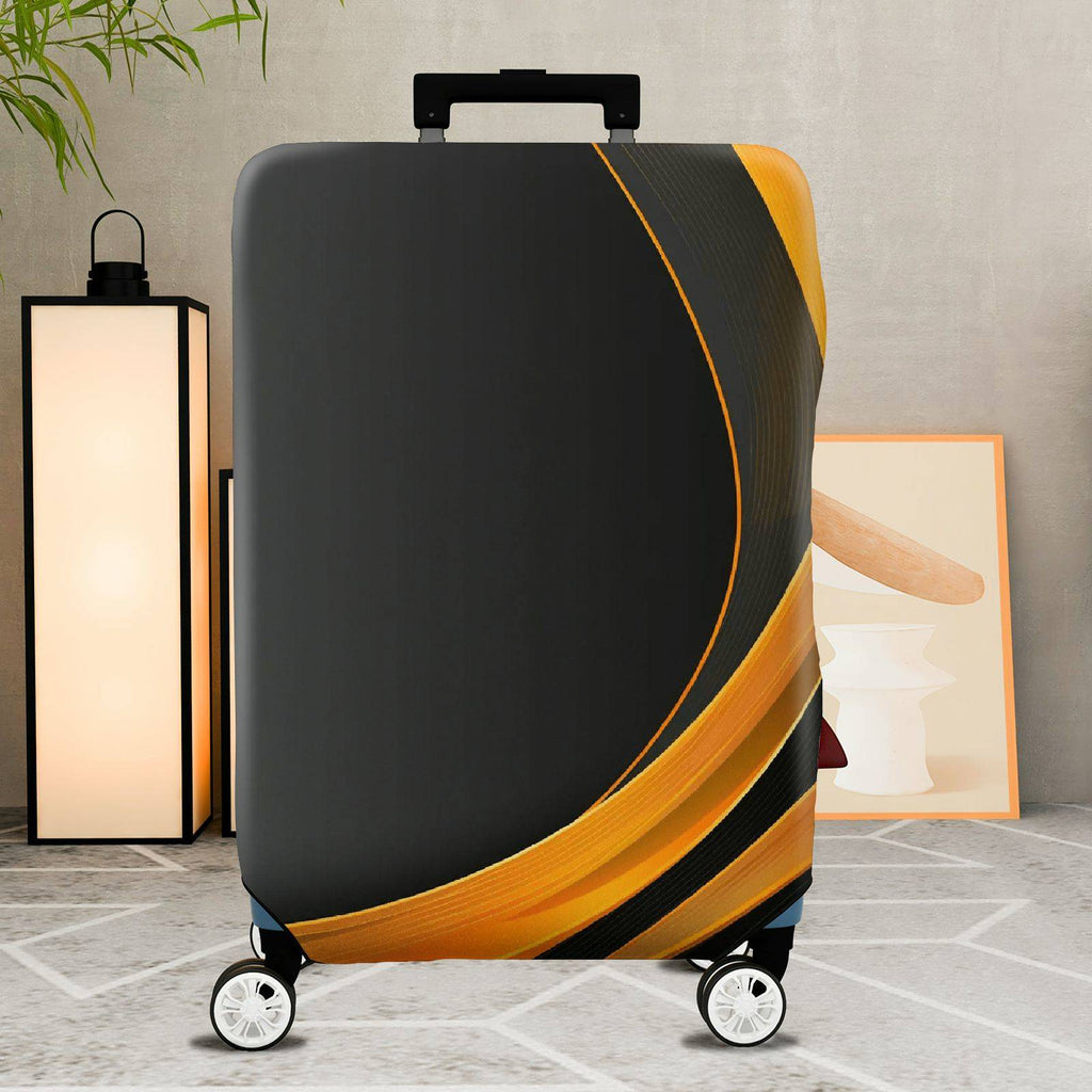 1-Piece Black Gold Geometric Abstract Modern Sleek  Suitcase Luggage Cover, Stretch Protective Sleeve