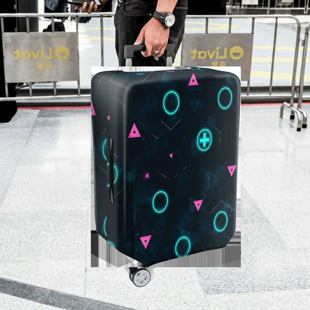 1-Piece Geometric  Techno Futuristic Abstract Pattern  Suitcase Luggage Cover, Stretch Protective Sleeve