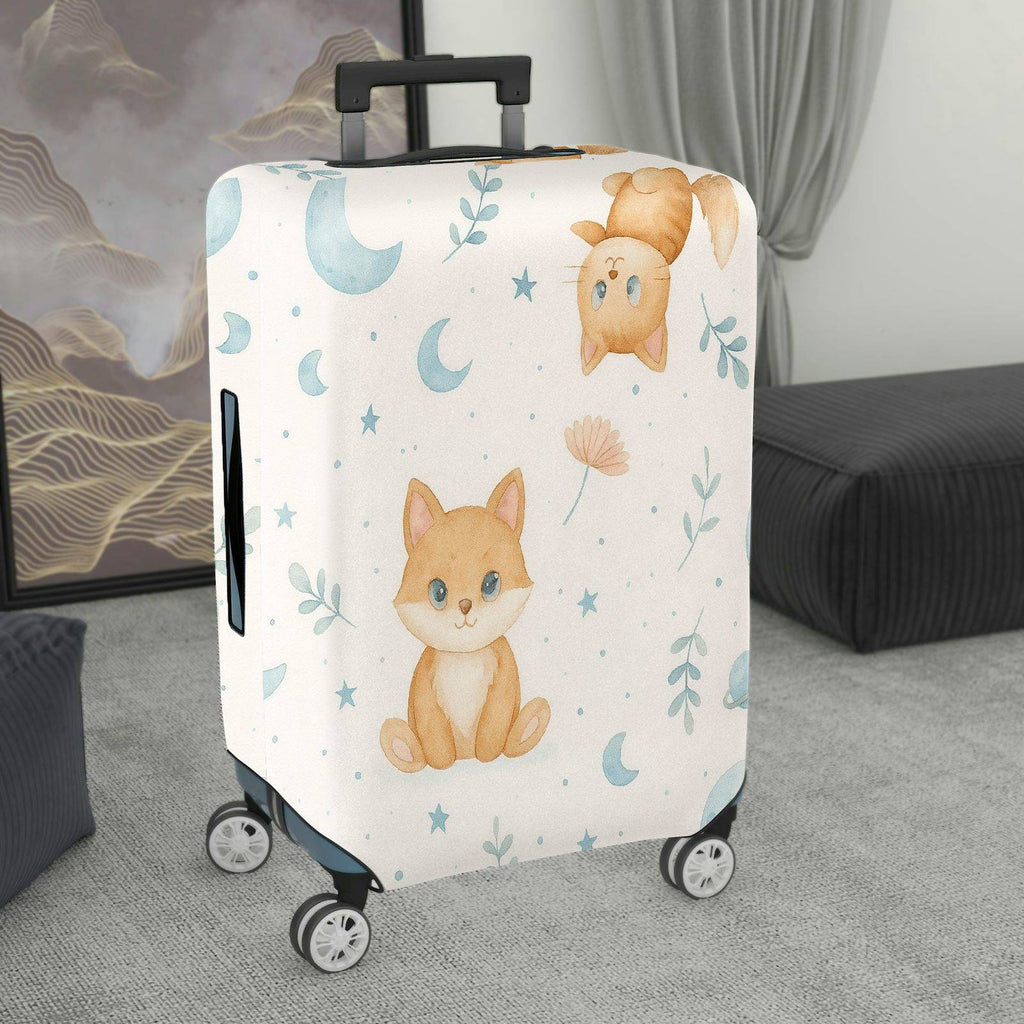 1-Piece Cute Fox Star Moon Floral Sky  Suitcase Luggage Cover, Stretch Protective Sleeve
