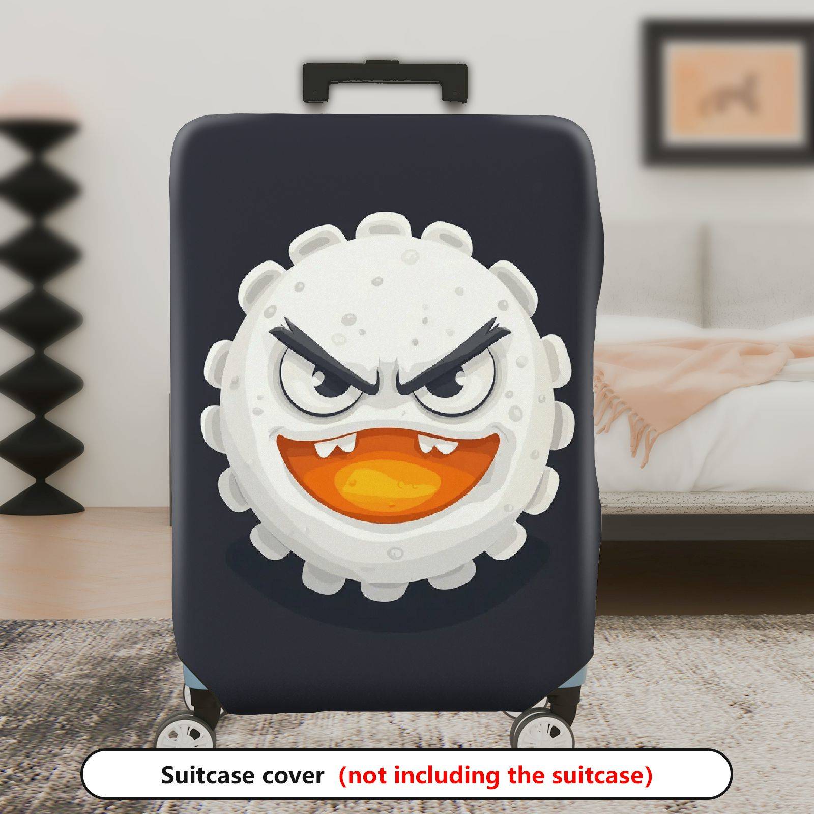 1-Piece Angry Face Humorous  Quirky Fun  Suitcase Luggage Cover, Stretch Protective Sleeve