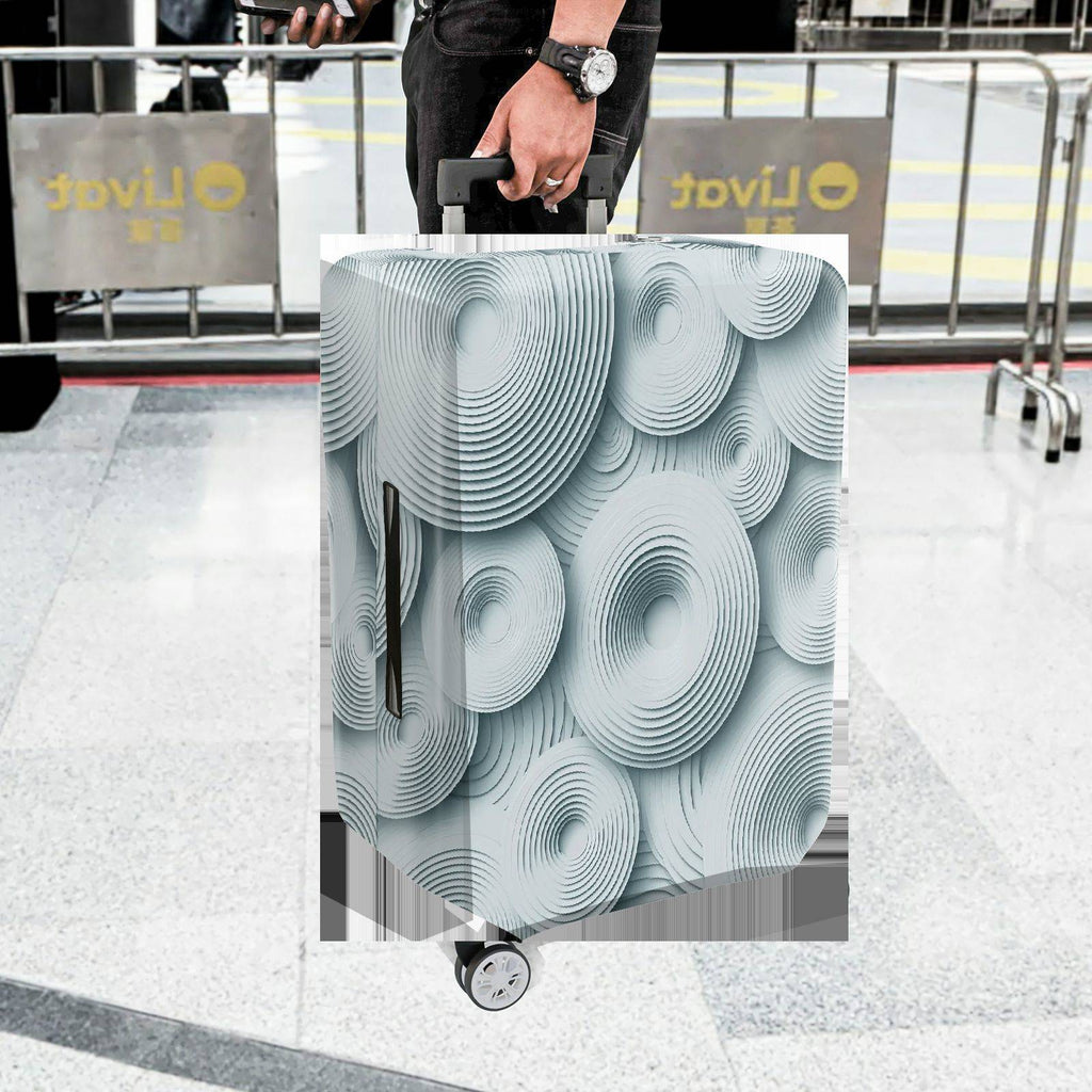 1-Piece Abstract Geometric 3D Pattern Light Grey Circles  Suitcase Luggage Cover, Stretch Protective Sleeve