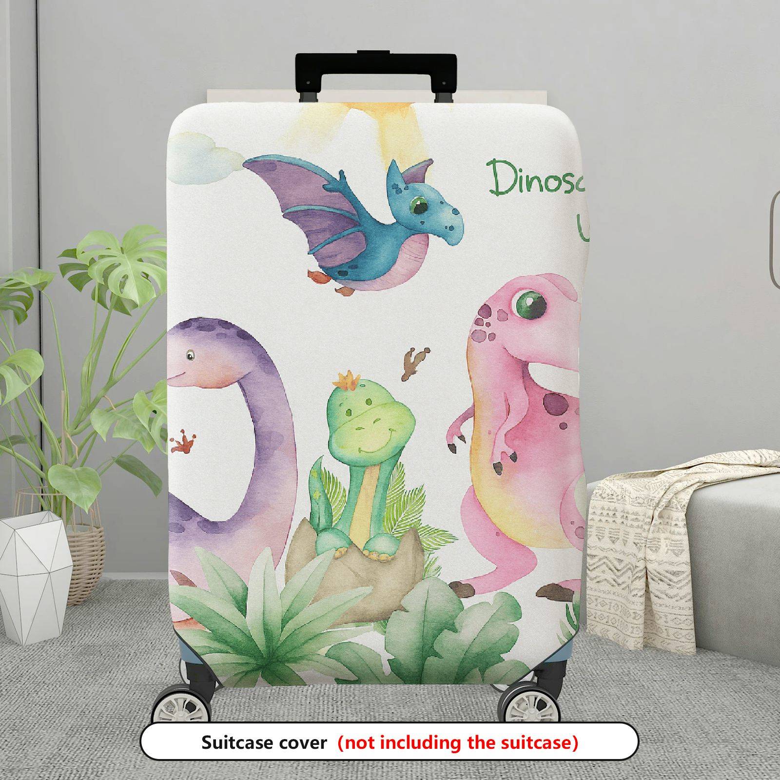 1-Piece Colorful Dinosaur Plant Animal Cute  Suitcase Luggage Cover, Stretch Protective Sleeve