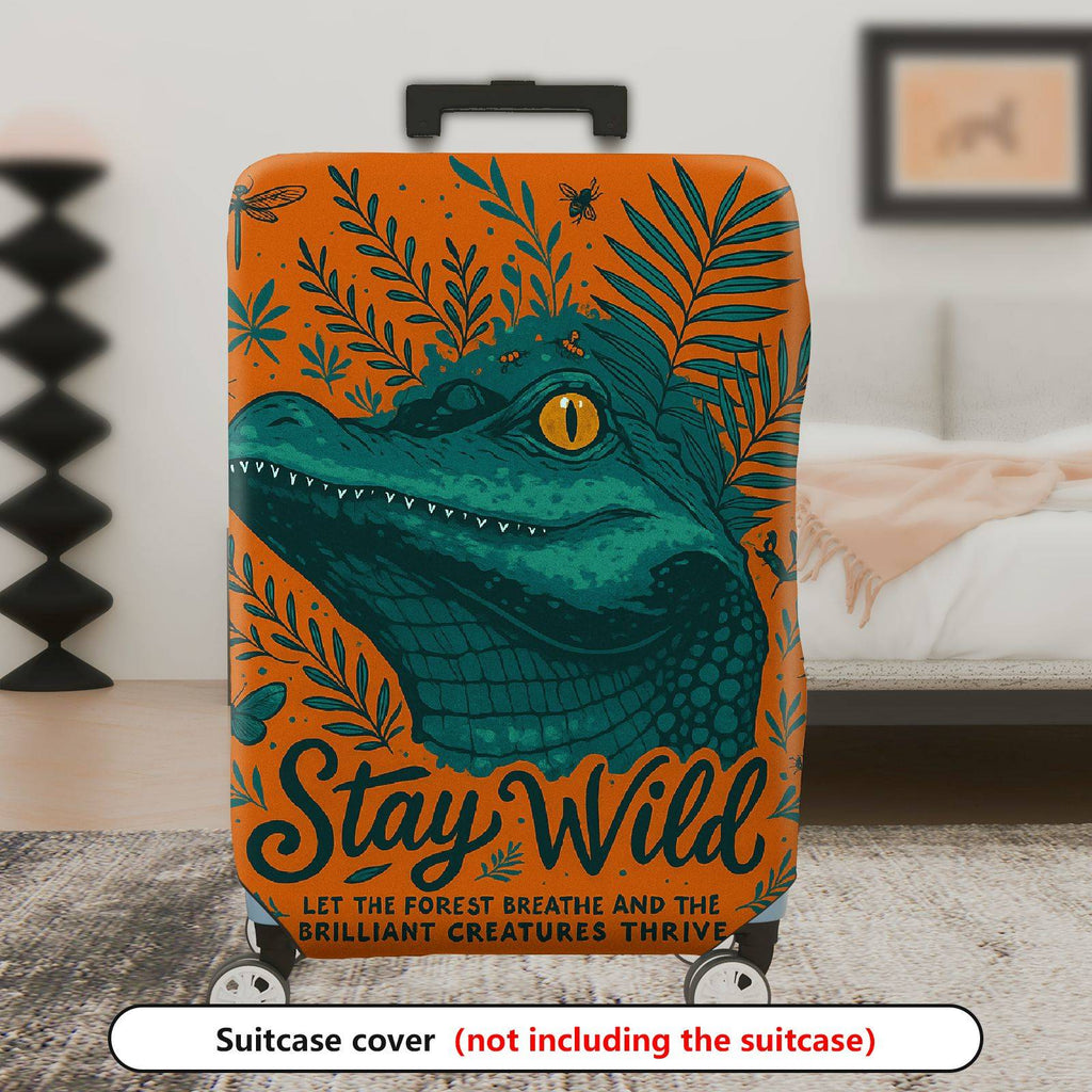 1-Piece Alligator Jungle Wild Nature Adventure Stay Wild  Suitcase Luggage Cover, Stretch Protective Sleeve