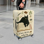 1-Piece Black Cat Book Plant Coffee Pen Artistic Vintage  Suitcase Luggage Cover, Stretch Protective Sleeve