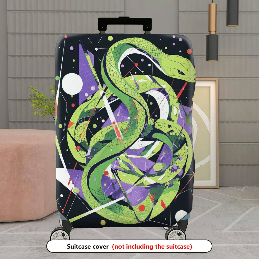1-Piece Green Snake Abstract Geometric Artistic Cosmic  Suitcase Luggage Cover, Stretch Protective Sleeve
