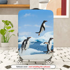 1-Piece Antarctic Penguin Ice Ocean Travel Adventure  Suitcase Luggage Cover, Stretch Protective Sleeve