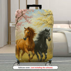 1-Piece Horse Floral Nature Scenic Artistic Colorful  Suitcase Luggage Cover, Stretch Protective Sleeve