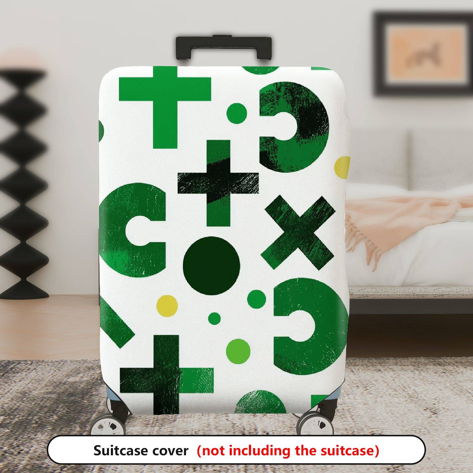 1-Piece Green Geometric Abstract Modern Artistic Trendy  Suitcase Luggage Cover, Stretch Protective Sleeve