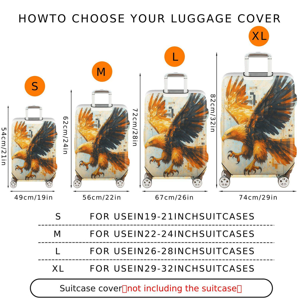 1-Piece Stylish Colorful Eagle Modern Art Geometric Travel  Suitcase Luggage Cover, Stretch Protective Sleeve