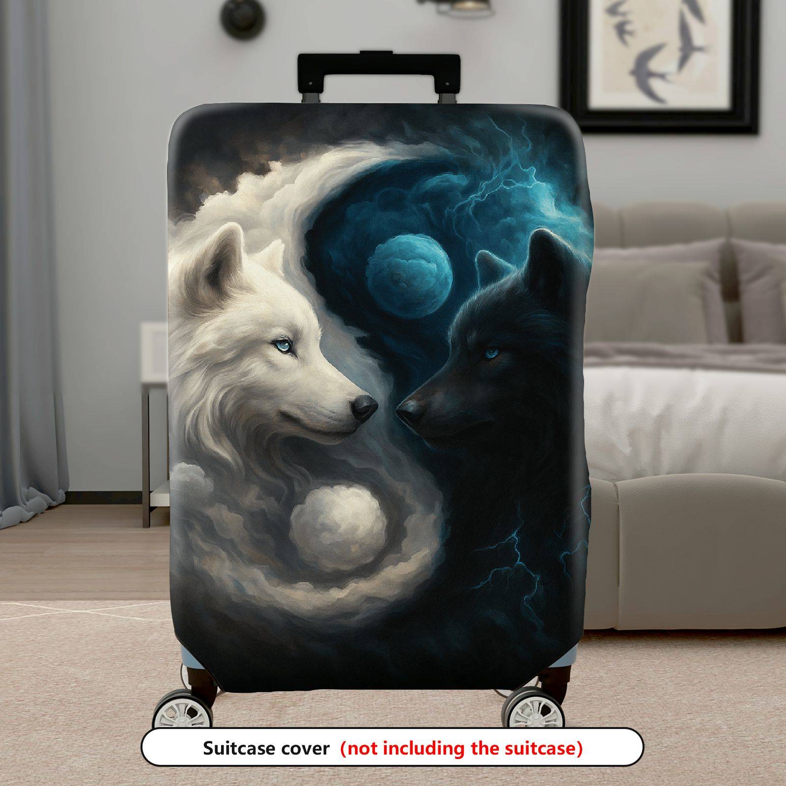 1-Piece Wolf Moon Nature Cosmic Night Mystical  Suitcase Luggage Cover, Stretch Protective Sleeve