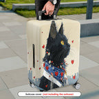 1-Piece Black Cat Heart Love Red Artistic  Suitcase Luggage Cover, Stretch Protective Sleeve