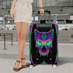 1-Piece Cat Skull Halloween Cosmic Psychedelic Unique  Suitcase Luggage Cover, Stretch Protective Sleeve