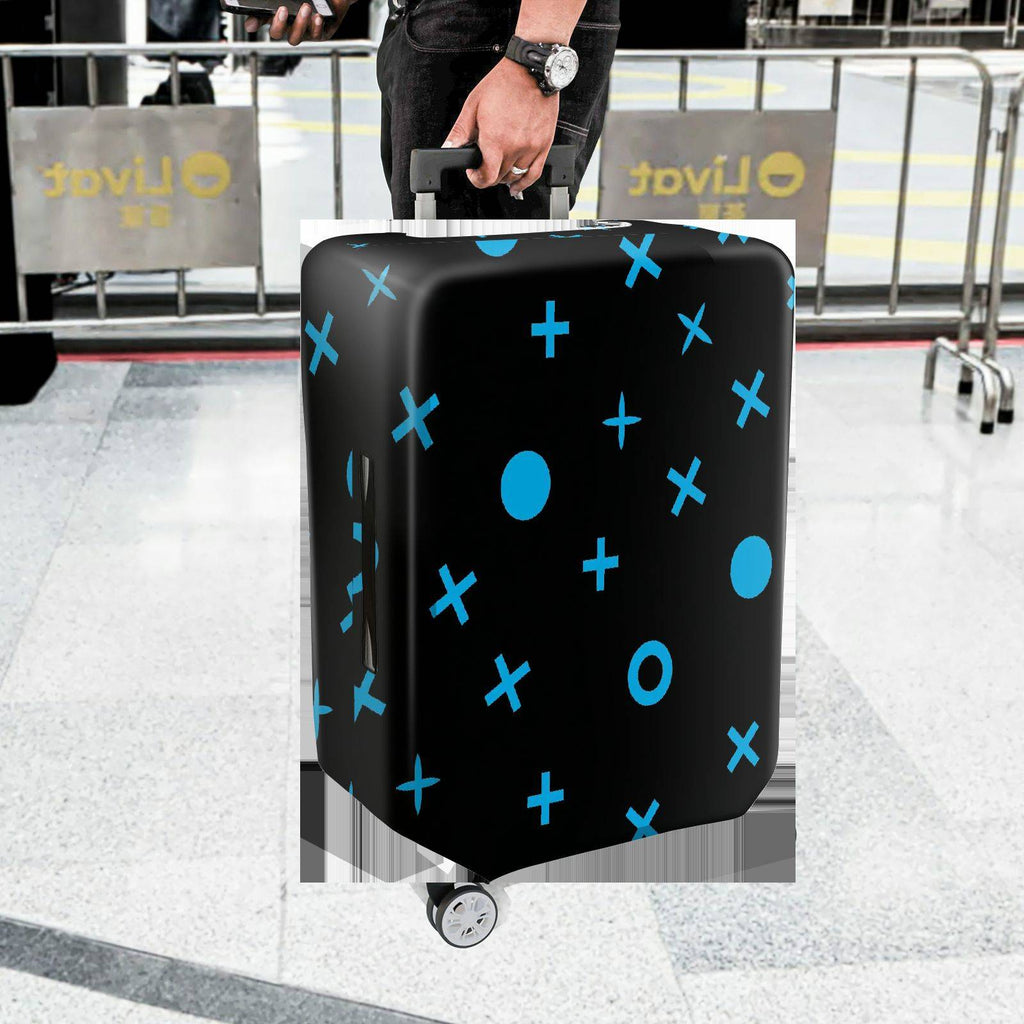 1-Piece Blue Black Graphic Abstract Modern Contemporary Geometric  Suitcase Luggage Cover, Stretch Protective Sleeve