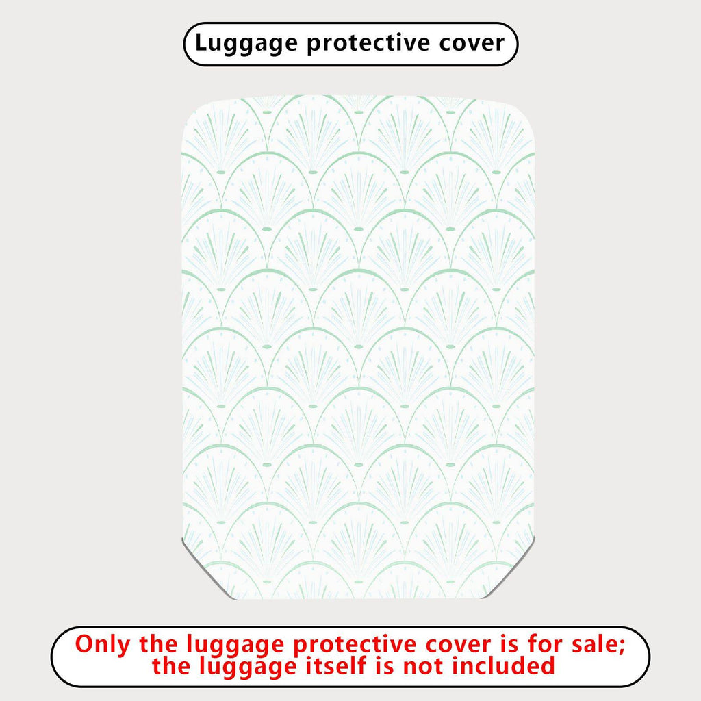 1-Piece Abstract Geometric  Green Scallop Pattern  Suitcase Luggage Cover, Stretch Protective Sleeve