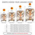 1-Piece Animal Tiger Pattern Protector Bells Ears Whiskers  Suitcase Luggage Cover, Stretch Protective Sleeve