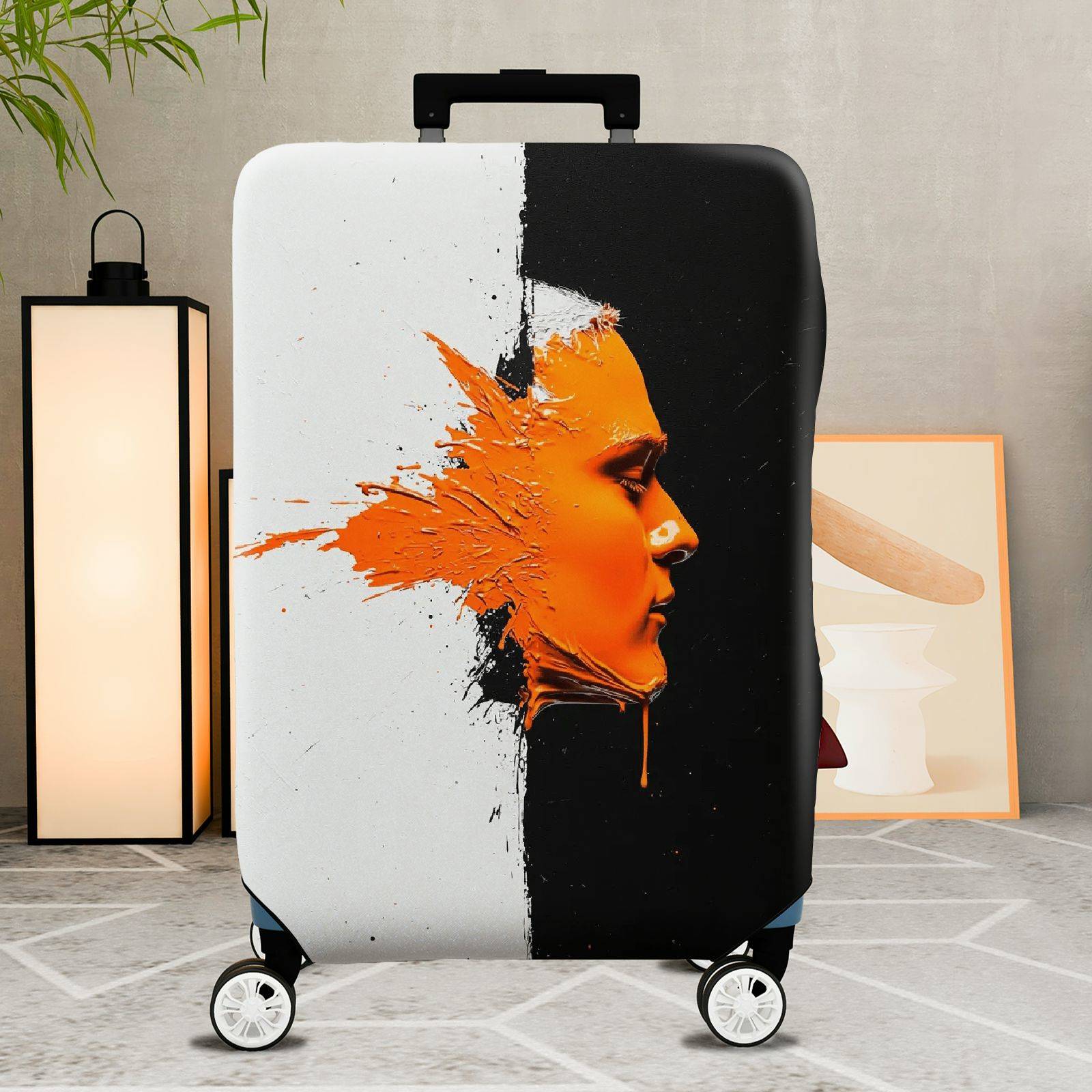 1-Piece Abstract Autumn Leaf Splash Artistic Modern Colorful  Suitcase Luggage Cover, Stretch Protective Sleeve