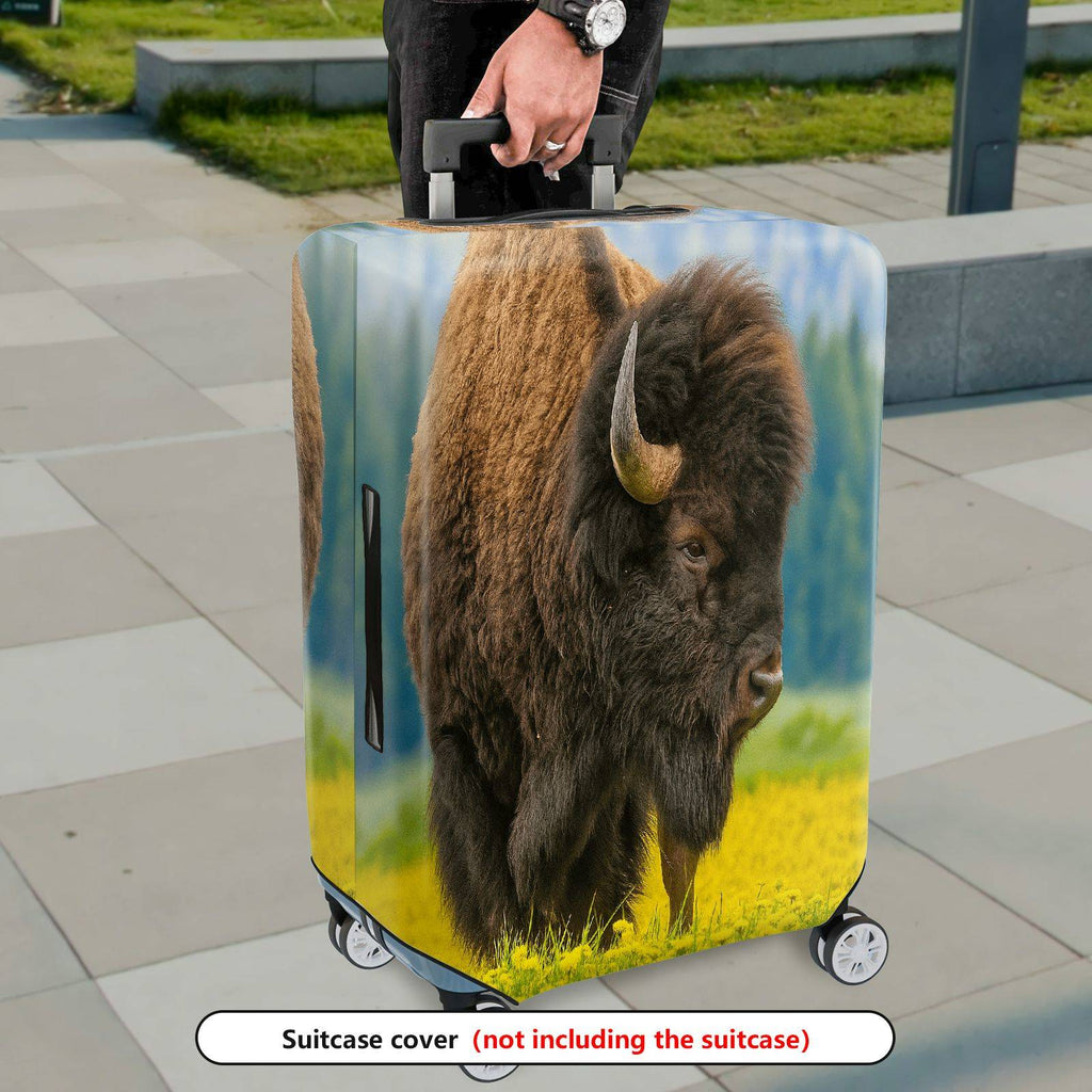 1-Piece Wildlife Bison Nature Landscape Animal Travel  Suitcase Luggage Cover, Stretch Protective Sleeve