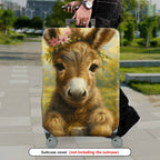 1-Piece Animal Floral Rustic Pastoral Donkey  Suitcase Luggage Cover, Stretch Protective Sleeve