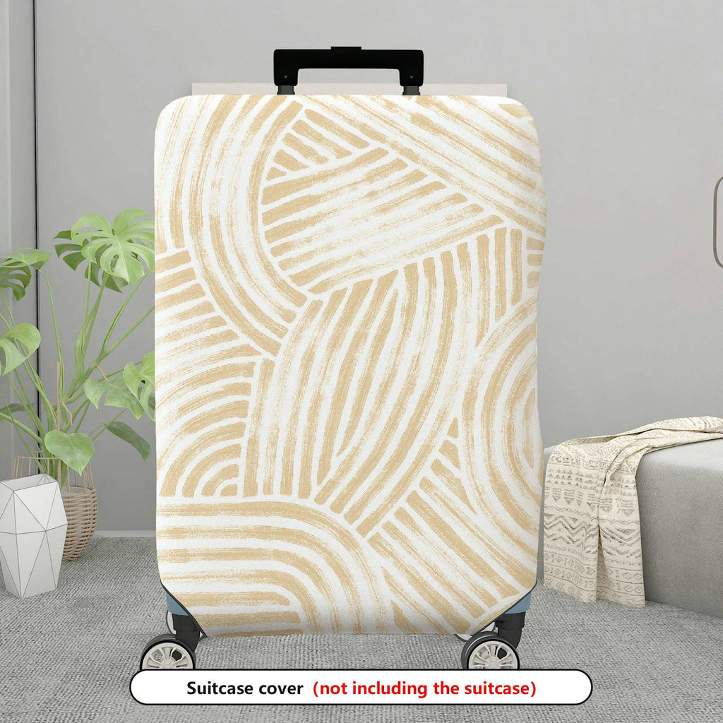 1-Piece Abstract Stripe Beige Pattern Simple Elegant Minimalist Stylish  Suitcase Luggage Cover, Stretch Protective Sleeve