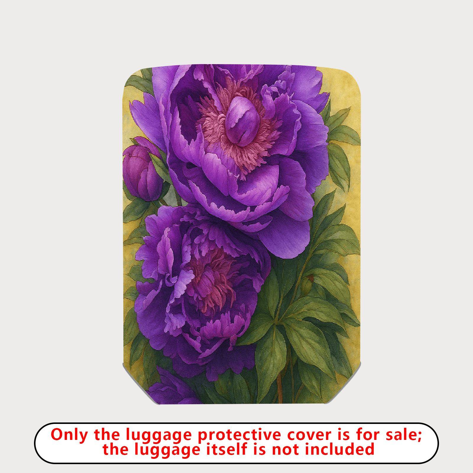 1-Piece Purple Peony Floral Artistic Decorative  Suitcase Luggage Cover, Stretch Protective Sleeve