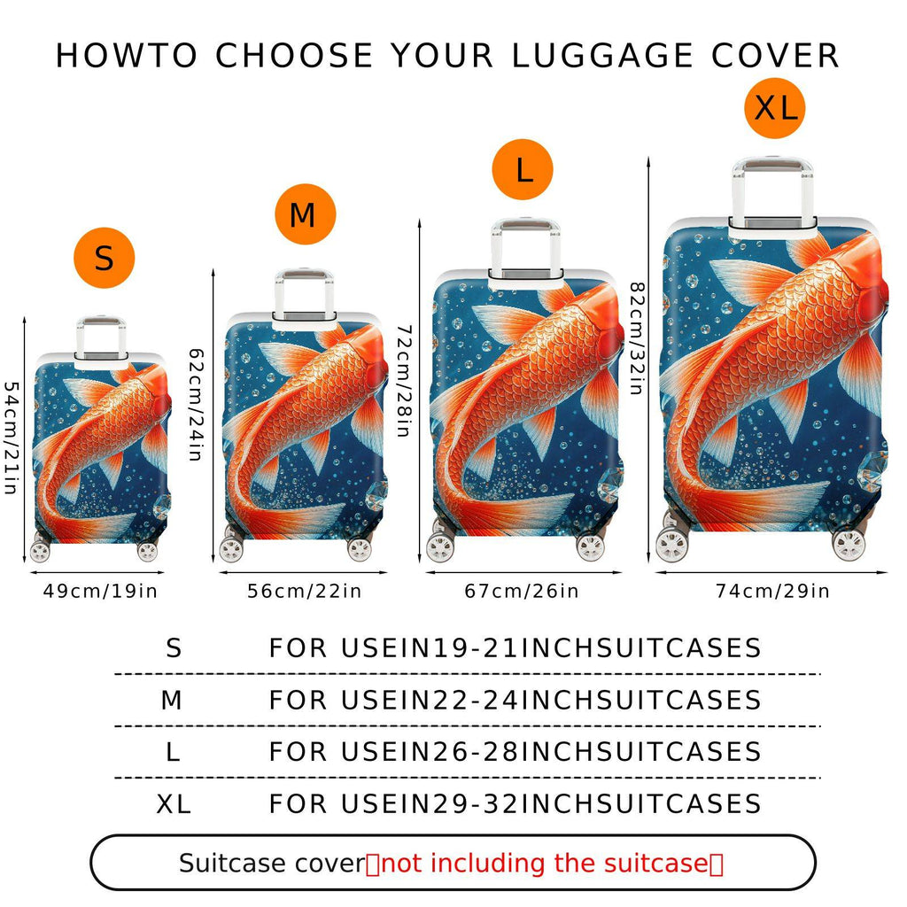 1-Piece Fish Water Bubbles Blue Orange Creative Artistic  Suitcase Luggage Cover, Stretch Protective Sleeve