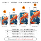 1-Piece Fish Water Bubbles Blue Orange Creative Artistic  Suitcase Luggage Cover, Stretch Protective Sleeve