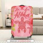1-Piece Aloha Turtle Floral Pink Tropical  Suitcase Luggage Cover, Stretch Protective Sleeve